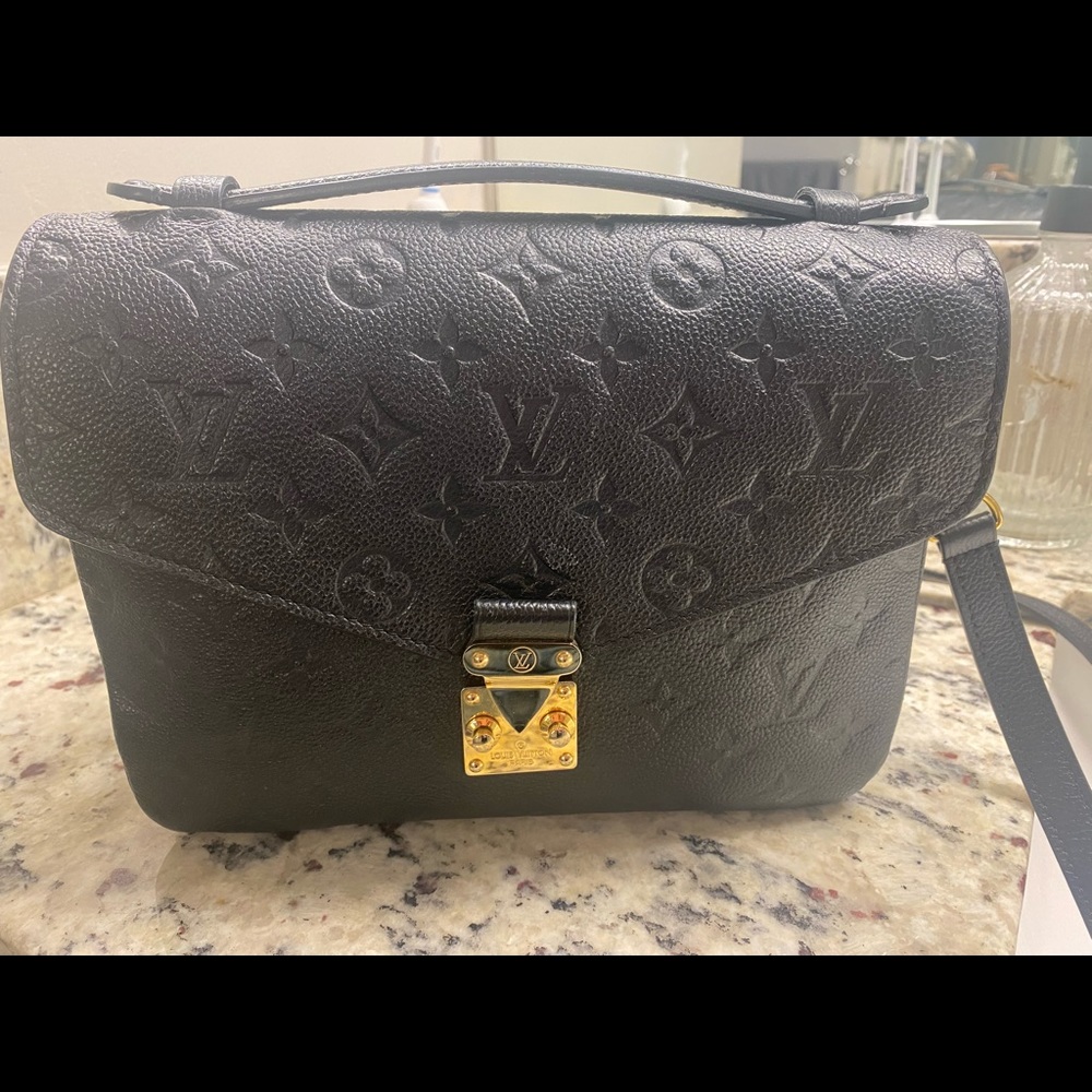 Louis Vuitton Black Crossbody Bag with Gold Accents